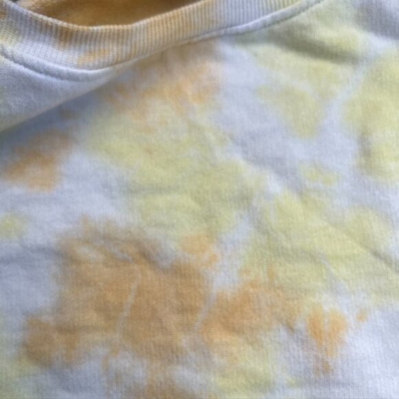 Z By Zella Womens Pullover Sweatshirt Yellow White Crop Tie Dye Crew Neck Medium - Picture 8 of 9